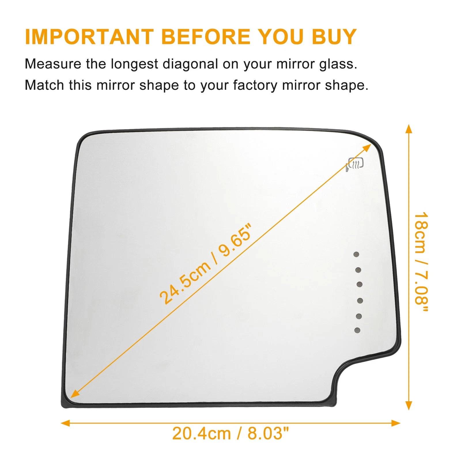 Heated Right Upper Side Rearview Mirror Glass for Chevrolet Silverado 