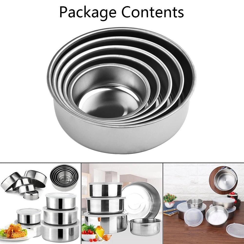 Set of 4 Stainless Steel Mixing Bowls with Lids for Kitchen Use