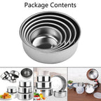 Set of 4 Stainless Steel Mixing Bowls with Lids for Kitchen Use