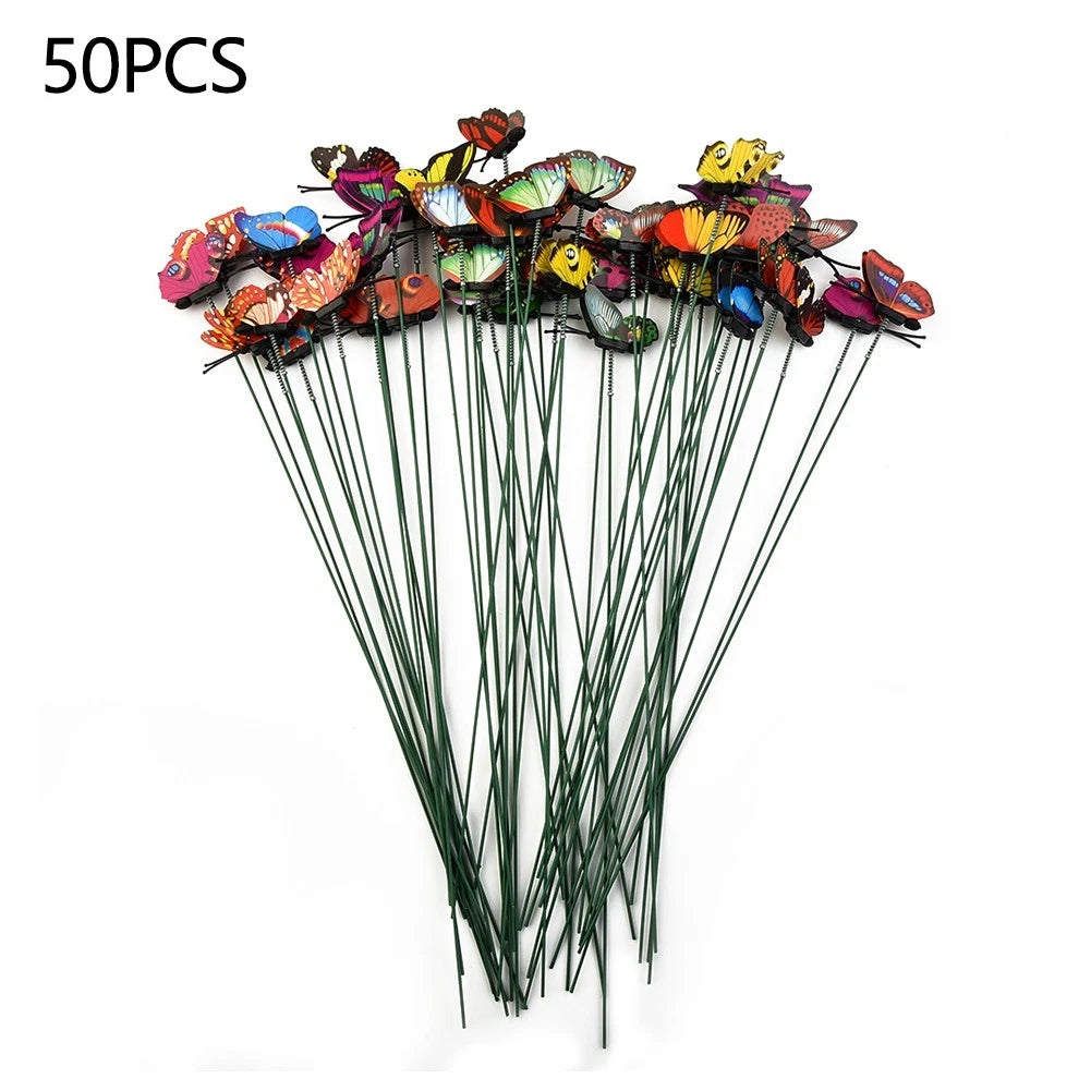 50pcs Waterproof Butterfly Stakes for Garden Display (25x4cm)