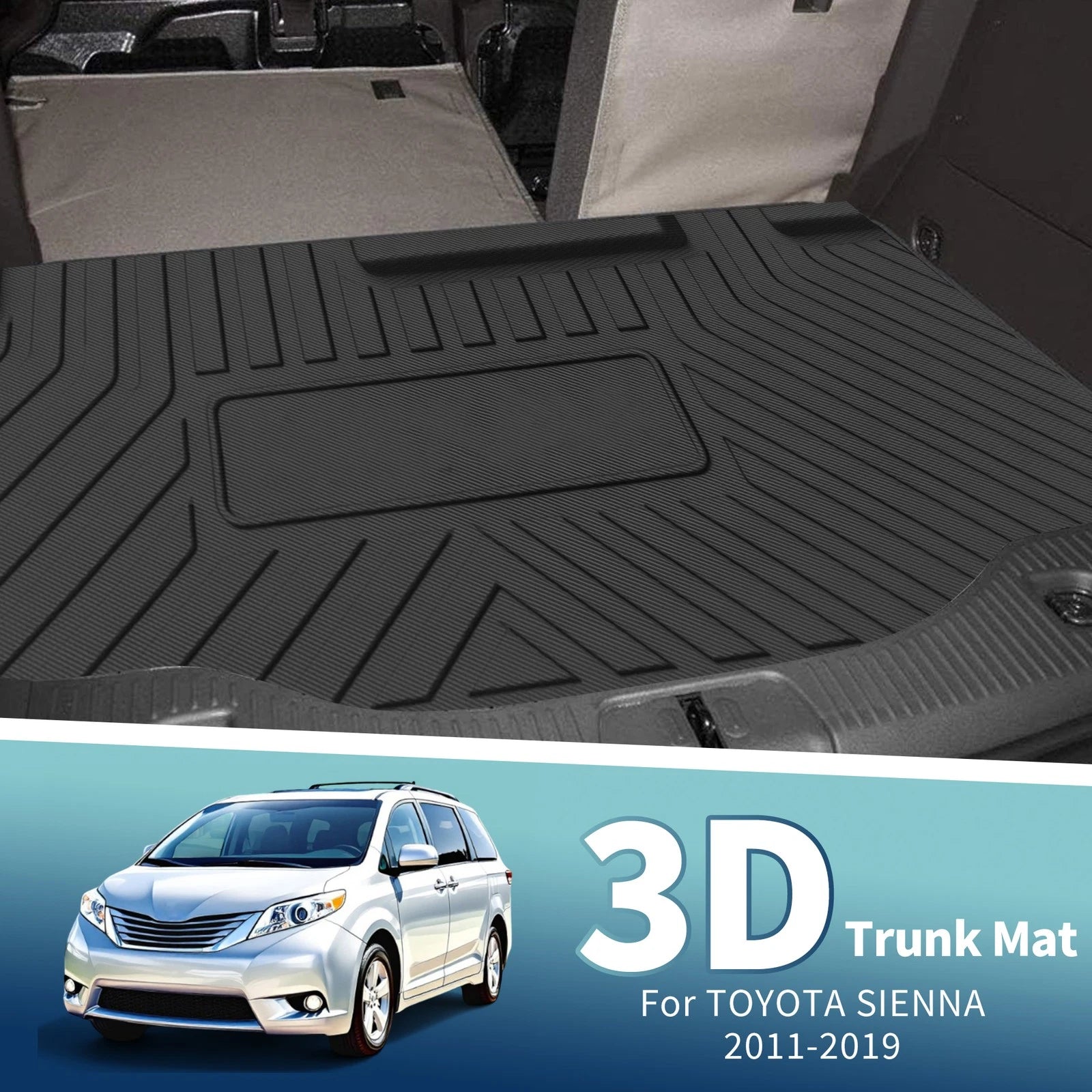 Flat Face Cargo Liner Rear Trunk Mat for Toyota Sienna (2011–2019) TPE