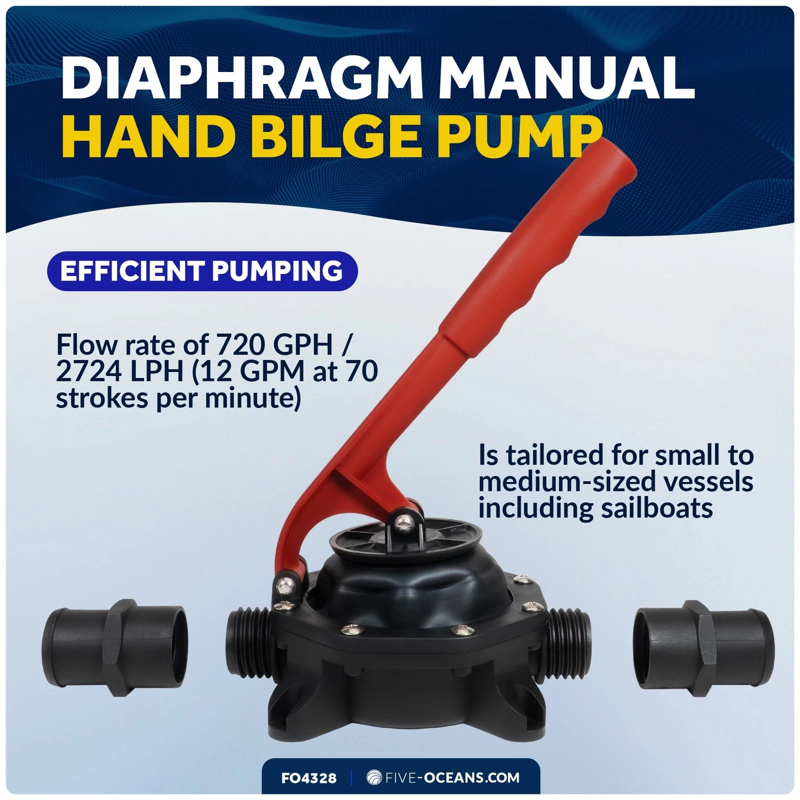 Manual Diaphragm Hand Bilge Pump 720 GPH for Five Oceans (FO4328)