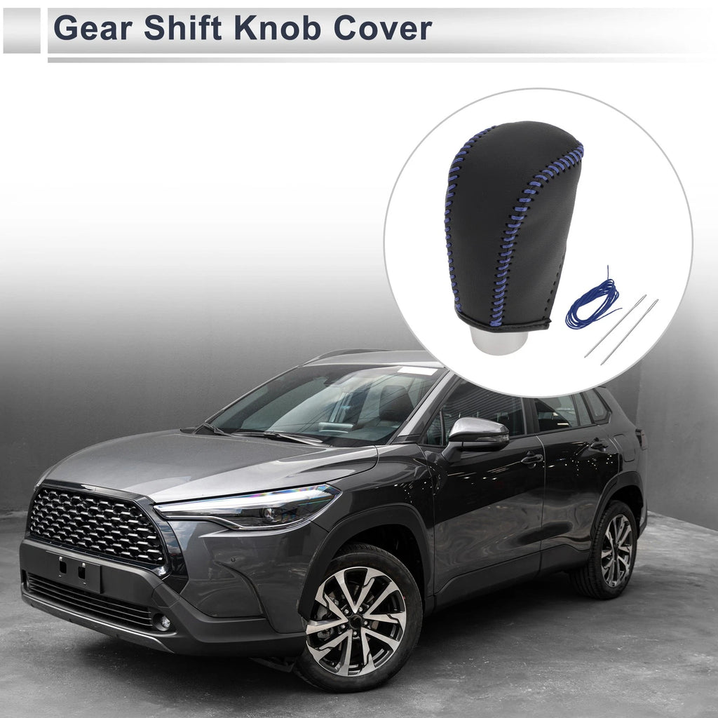 Gear Shift Knob Cover for Toyota Corolla (2009–2013) Black Blue Faux Leather