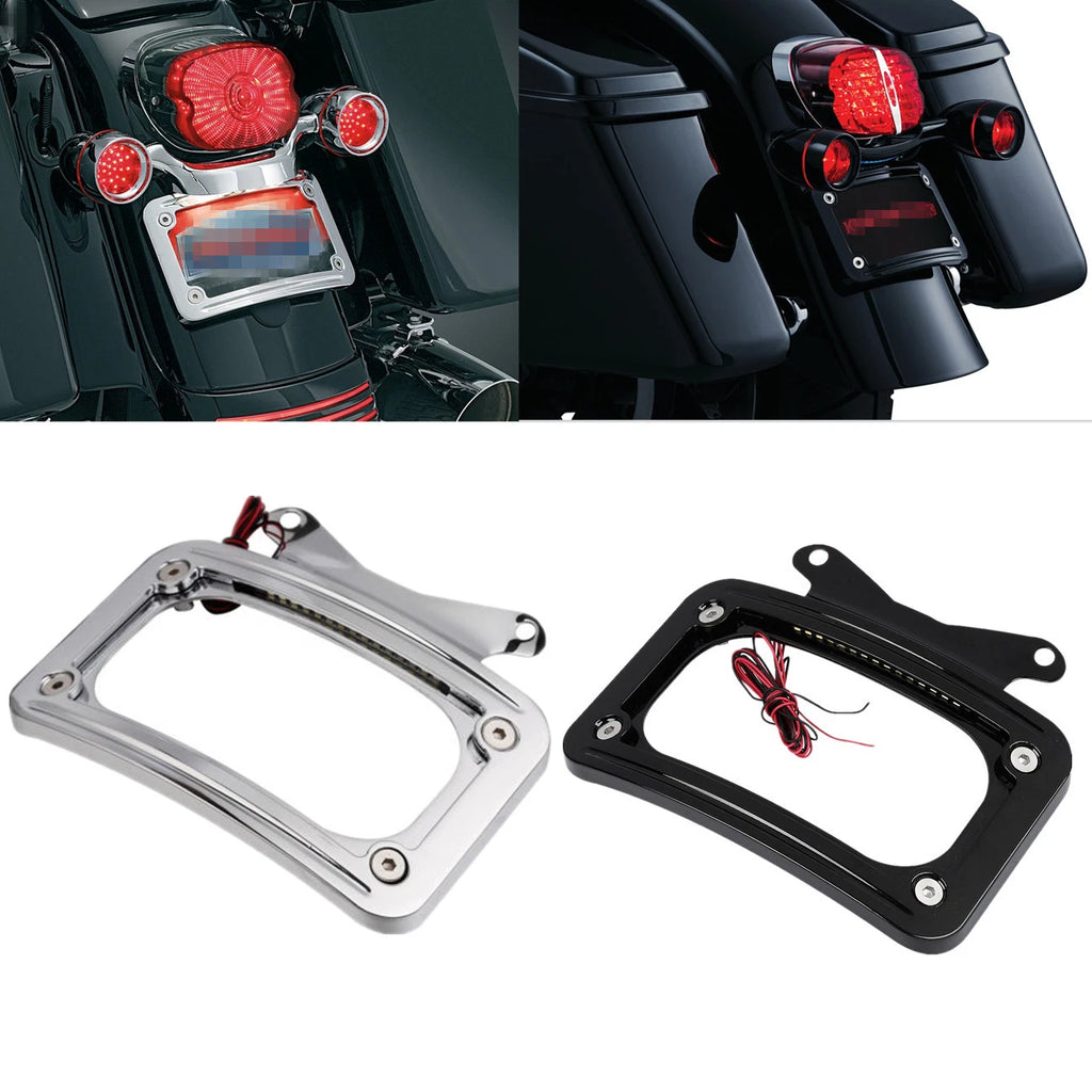 Curved License Plate Frame LED Light for Harley Road King FLHRXS (2017–2025)