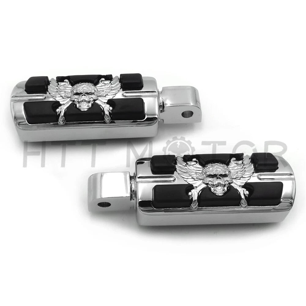 Chrome Pirate Skull Footpegs for Yamaha FZ6R (2009–2016), FZ-1 (2001–2016)