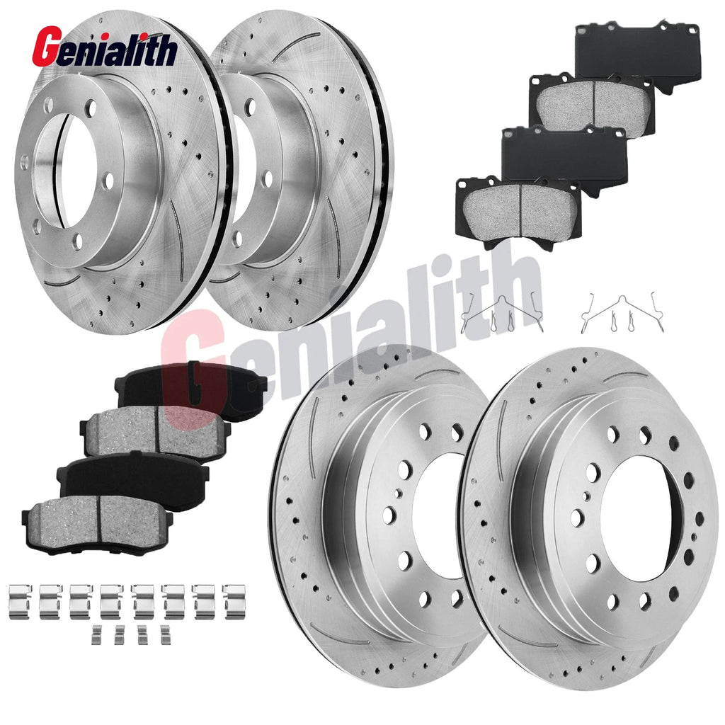 Front & Rear Brake Rotors + Ceramic Pads for Toyota Sequoia (2001–2007)