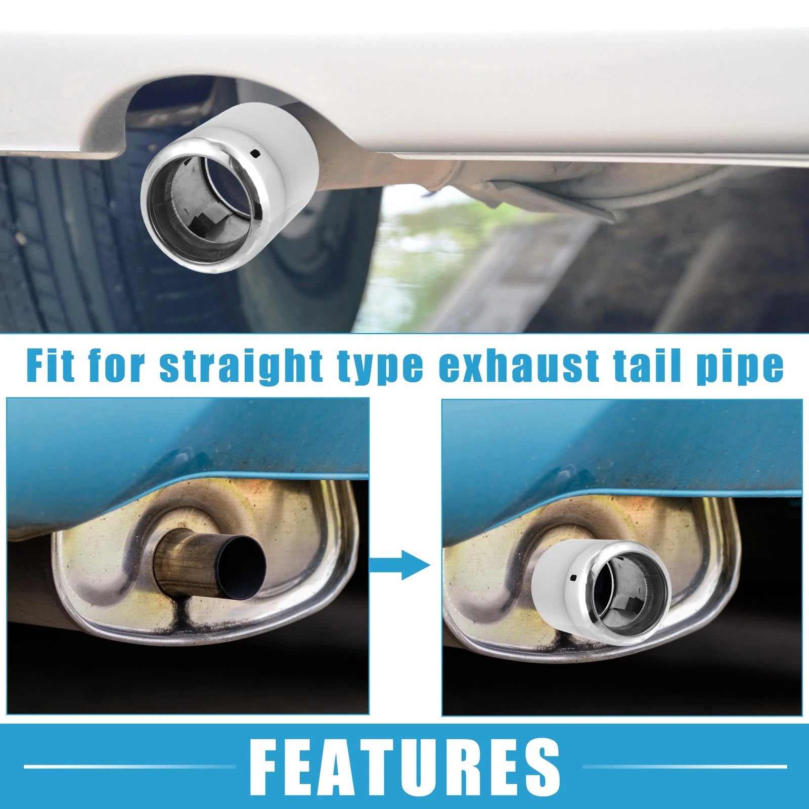 Exhaust Tip Tail Pipe for Mazda 6 (2013–2017) Stainless Steel Silver Tone