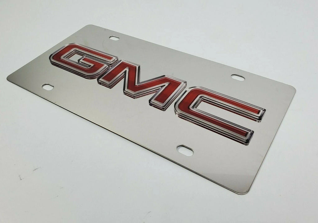 Chrome GMC Emblem Metal Vanity License Plate Replacement Rear for GMC (1999–2024)