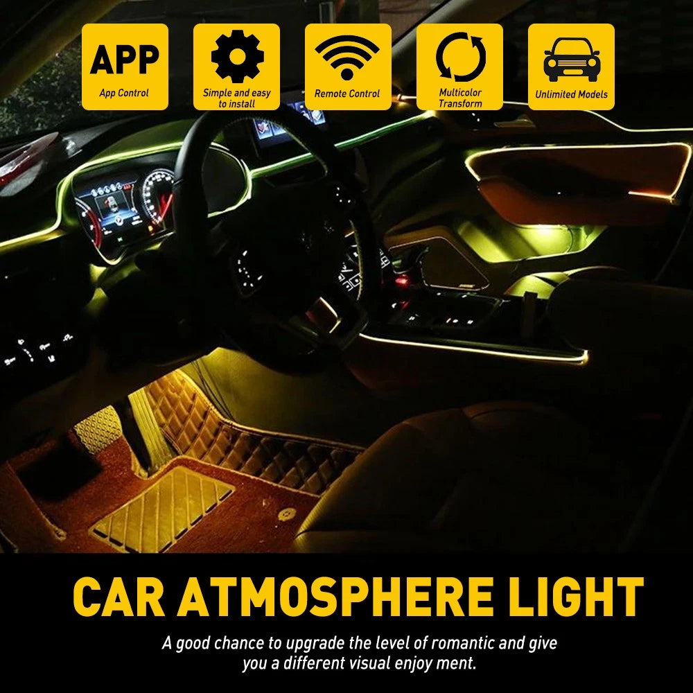 4in1 LED RGB Fiber Optic Strip Light for Car (Universal)