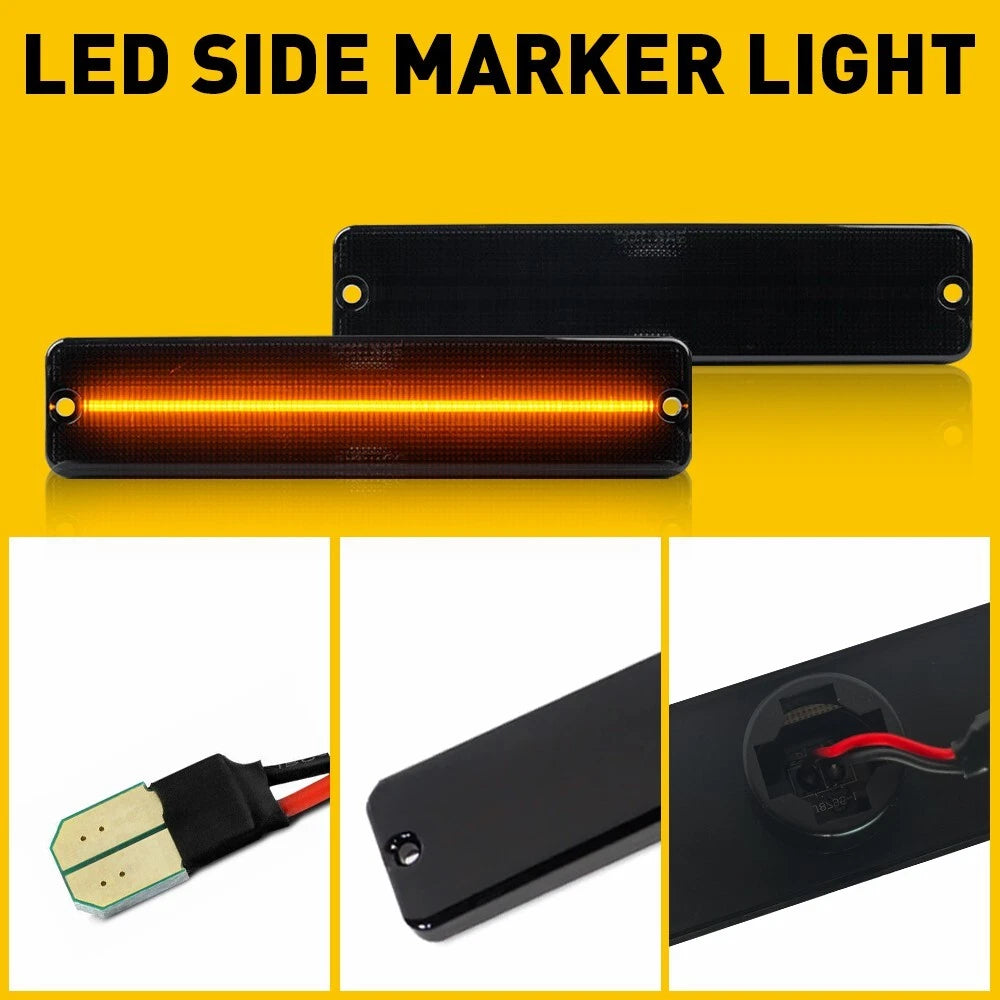 Front Amber Smoke LED Side Marker Lights for Jeep Wrangler YJ (1987–1995)