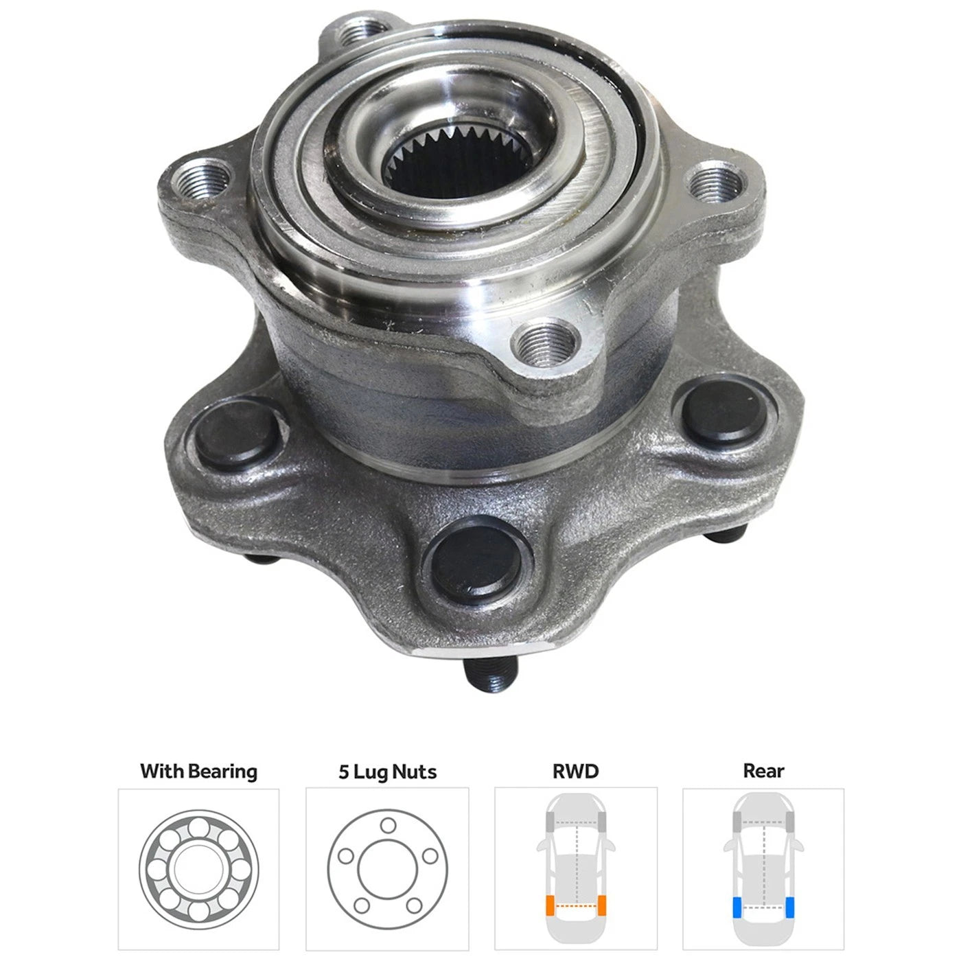 Wheel Hub for Infiniti M35 (2006–2008) Rear with Bearing