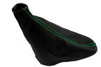 E Brake Boot Cover for Ford Mustang (2010–2014) Carbon Fiber Green Stitch