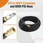 100ft 3/8in High-Pressure Washer Hose 6000psi Non-Marking