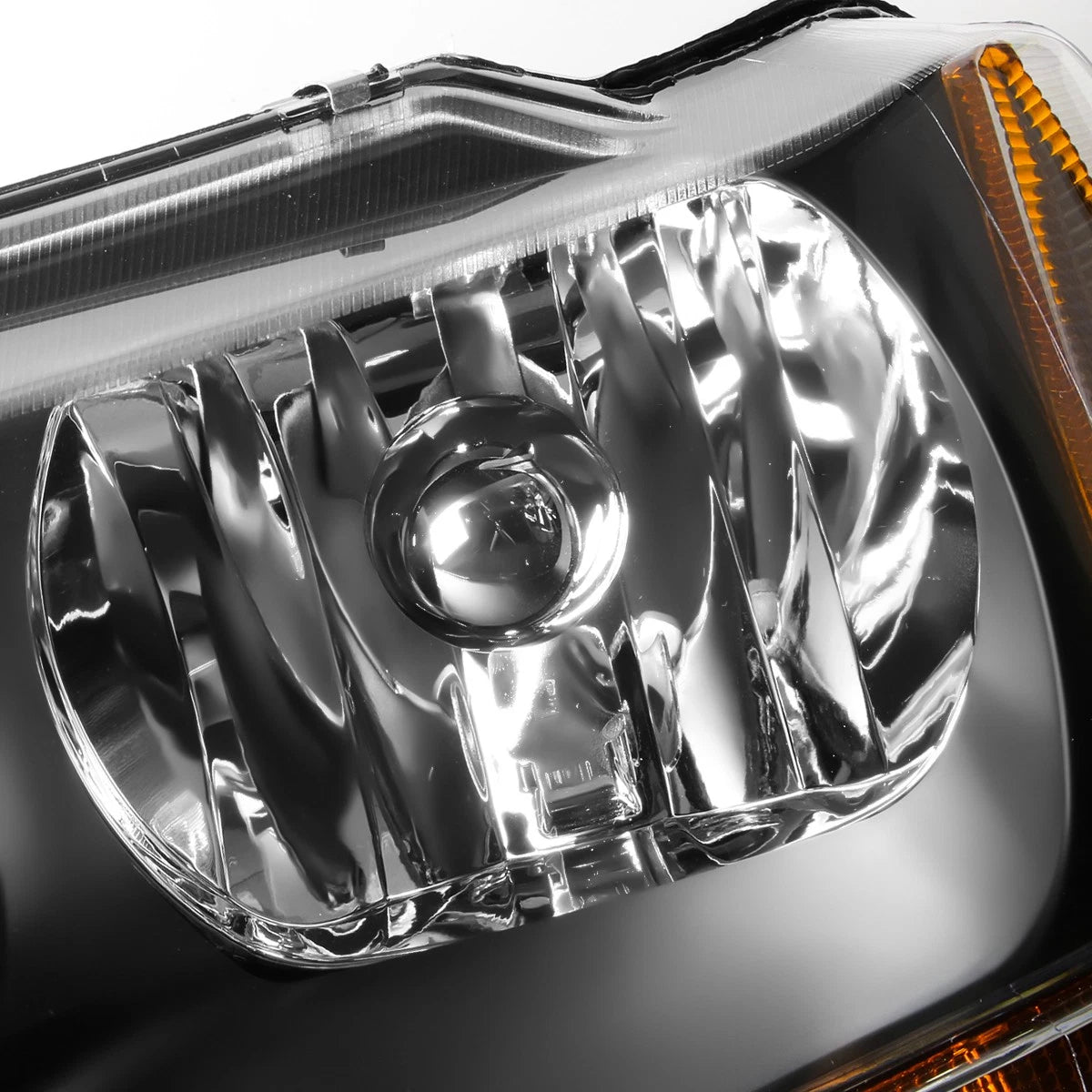 Black Housing Amber Side+Fog Lamp Headlight for Jeep Grand Cherokee (1999–2004)