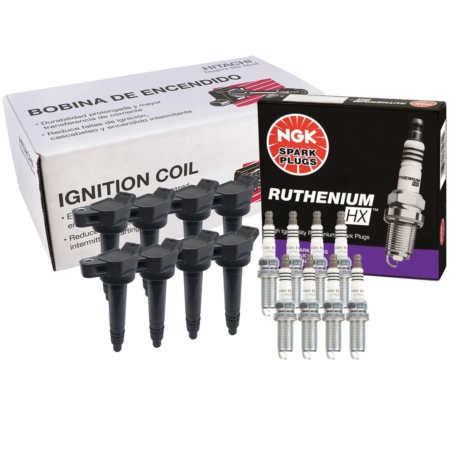Set of 8 Ignition Coils & 8 NGK Ruthenium HX Spark Plugs for Lexus Toyota