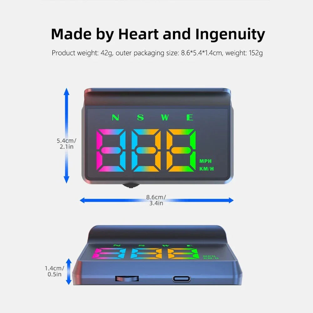 GPS Heads Up Display HUD Digital Speedometer with Alarm Feature for Cars