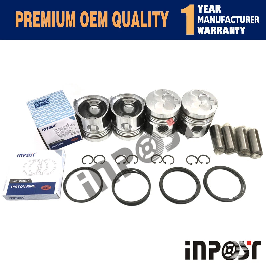 Set of 4 STD Pistons (Pin & Clip) with Rings for Isuzu C240