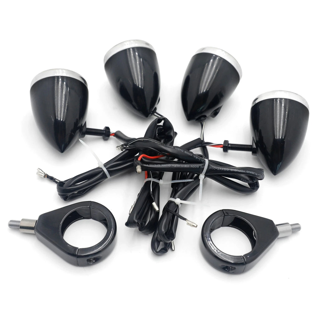 Motorcycle Turn Signals Kit for Harley Davidson (LED, 41mm, Clear Lens, Black)