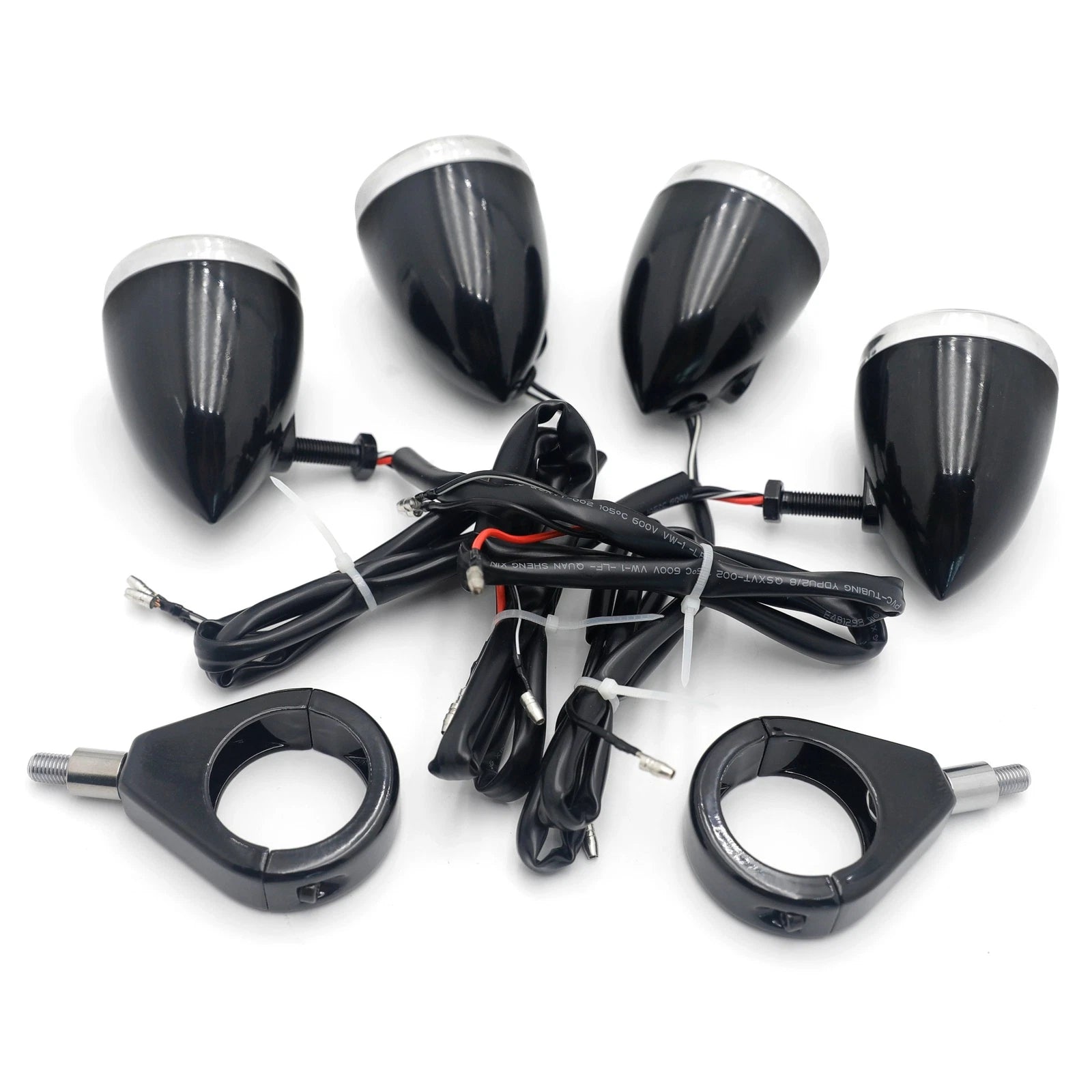 Motorcycle Turn Signals Kit for Harley Davidson (LED, 41mm, Clear Lens, Black)