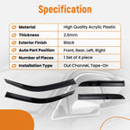 Rain Guard Vent Window Visor for Toyota 4Runner (2003-2009) Acrylic