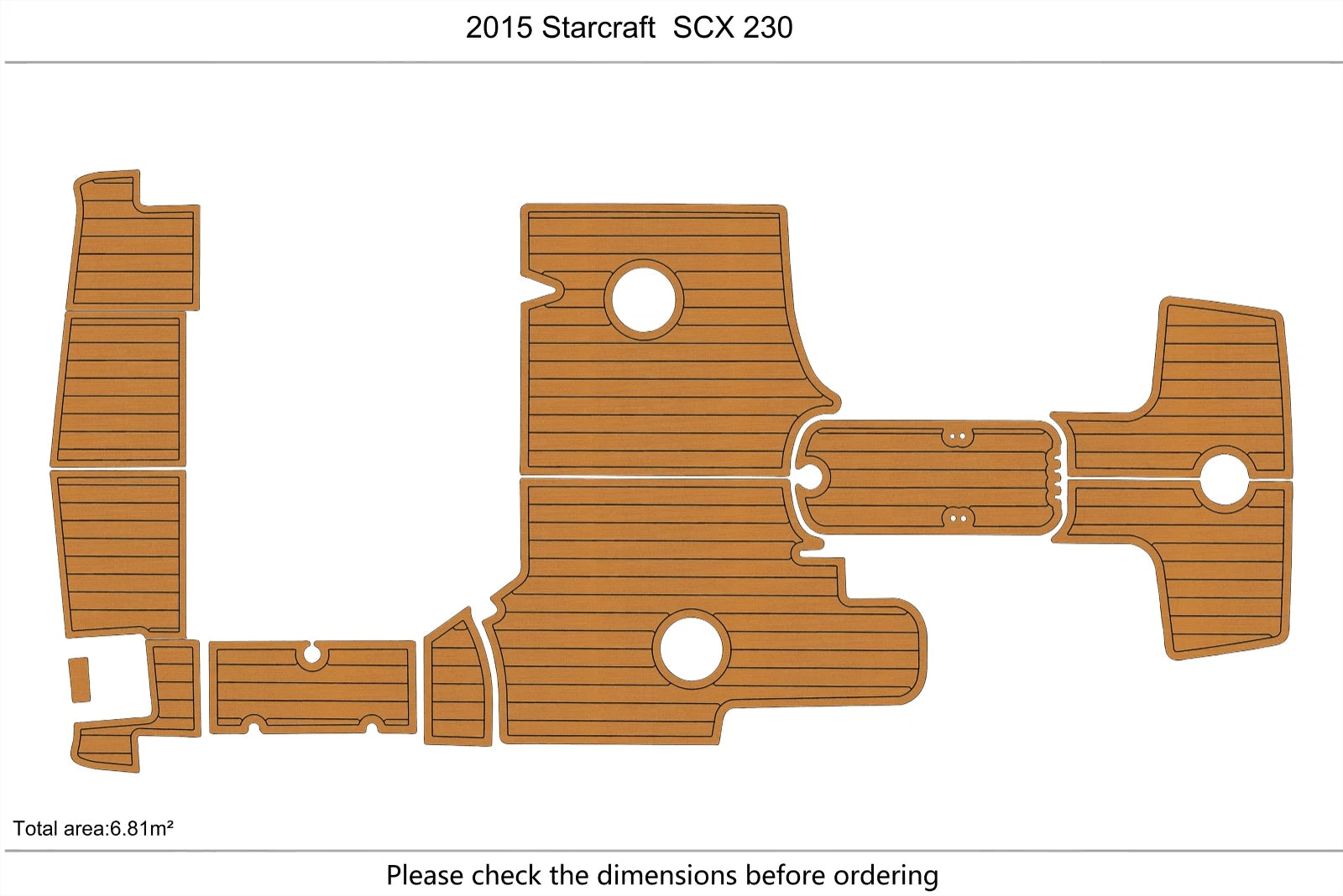 EVA Pads for Starcraft SCX 230 OB (2015) - Teak Faux Flooring