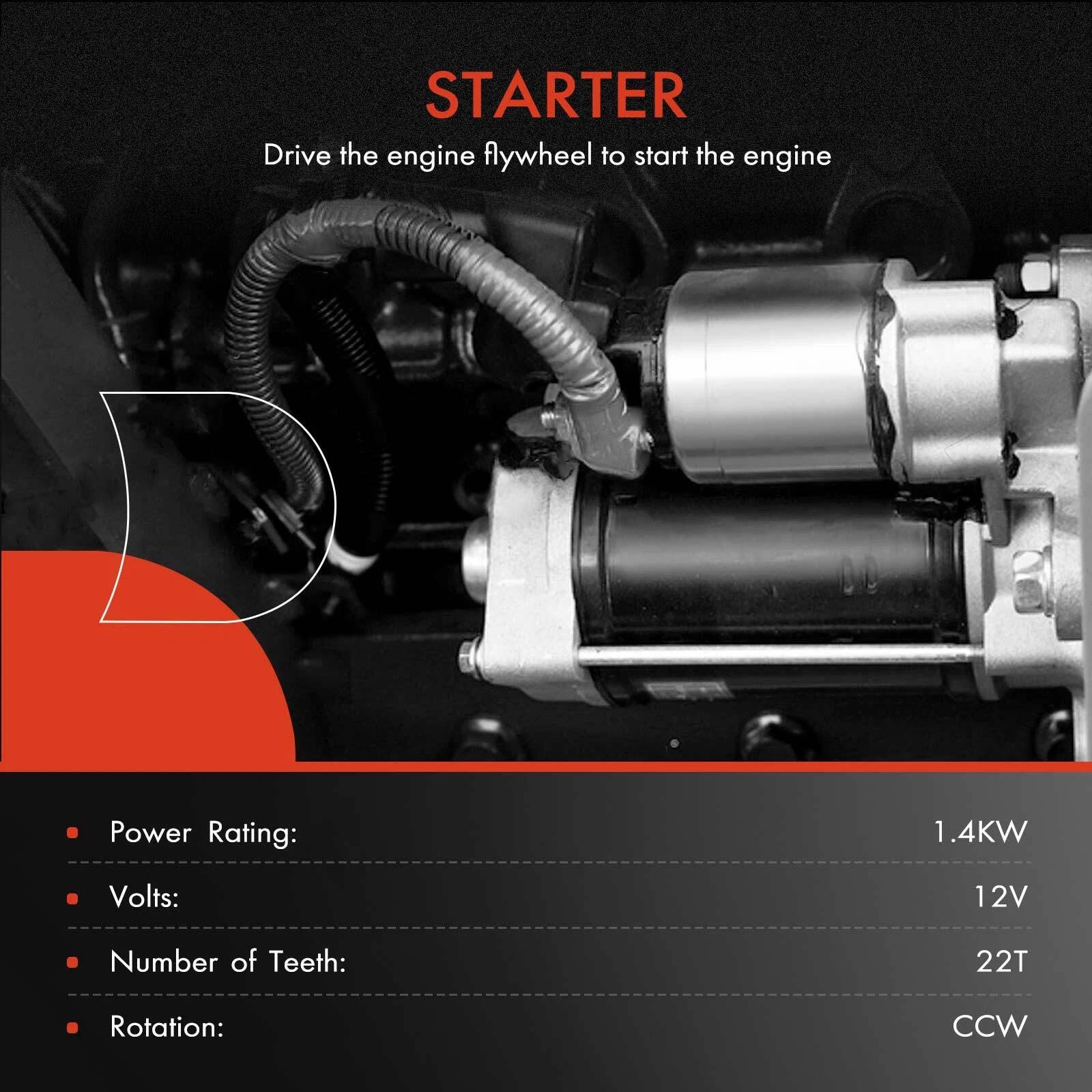 Starter for Ford Fusion, Mercury Milan, Lincoln Zephyr (2006–2012)