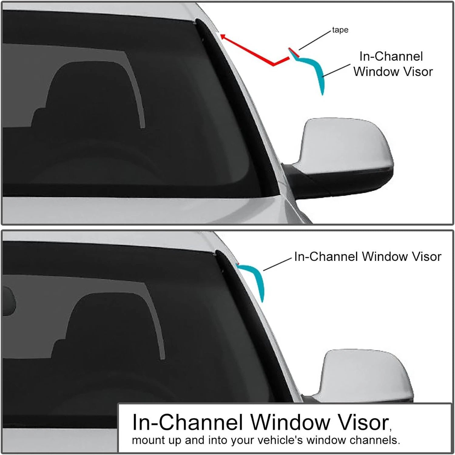 2X Window Visor Shade Vent Deflector for Toyota Highlander (2020–2024)