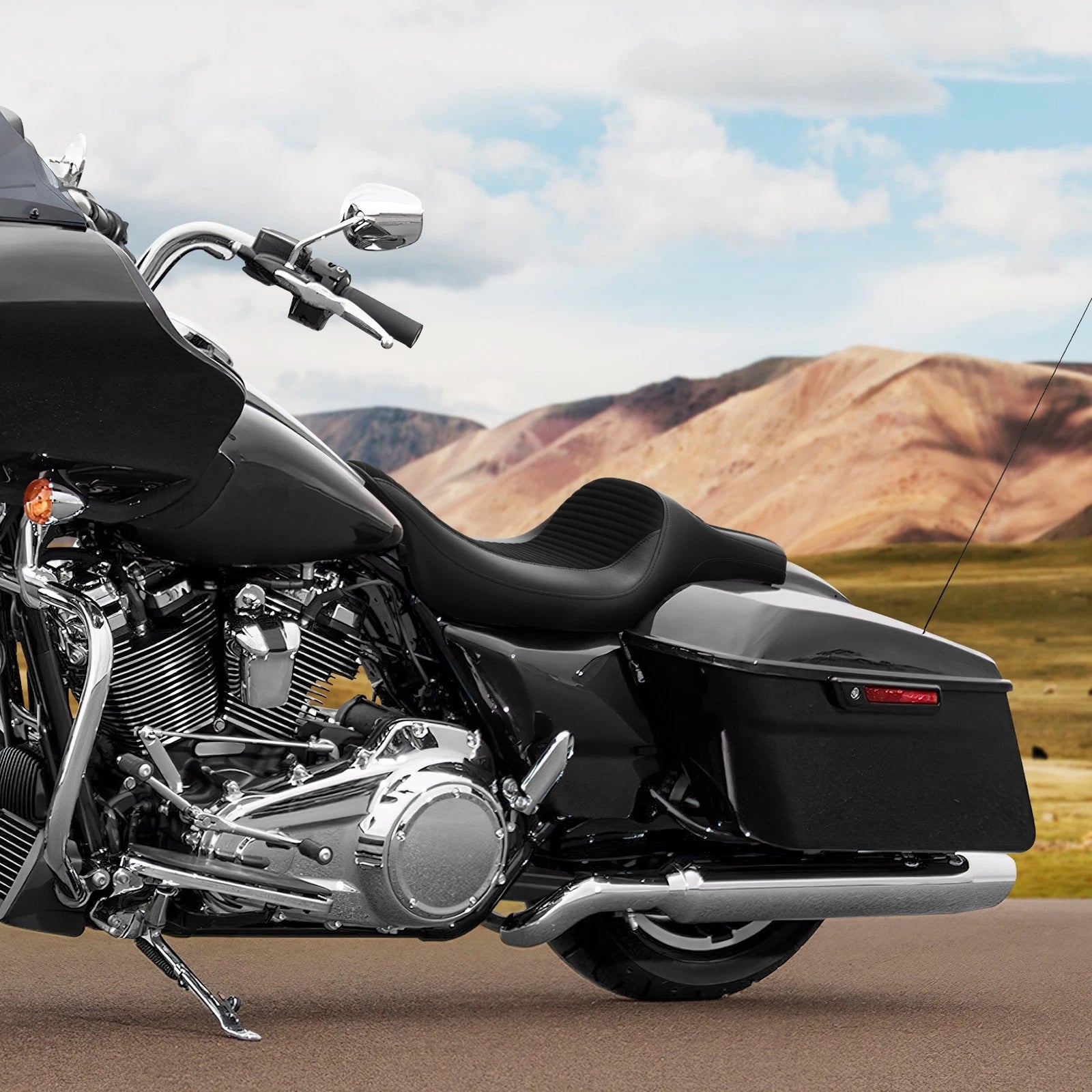 Black Rider Driver Passenger Seat for Harley Electra Street Glide (2009–2023)