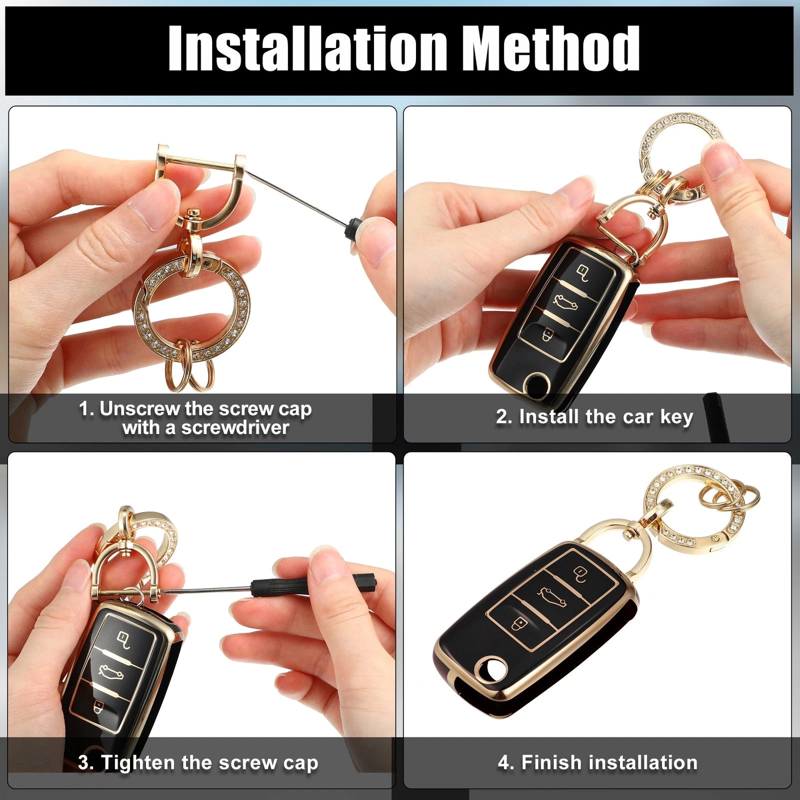 3 Button Remote Key Fob Case for Volkswagen Jetta Eos (2006–2015)