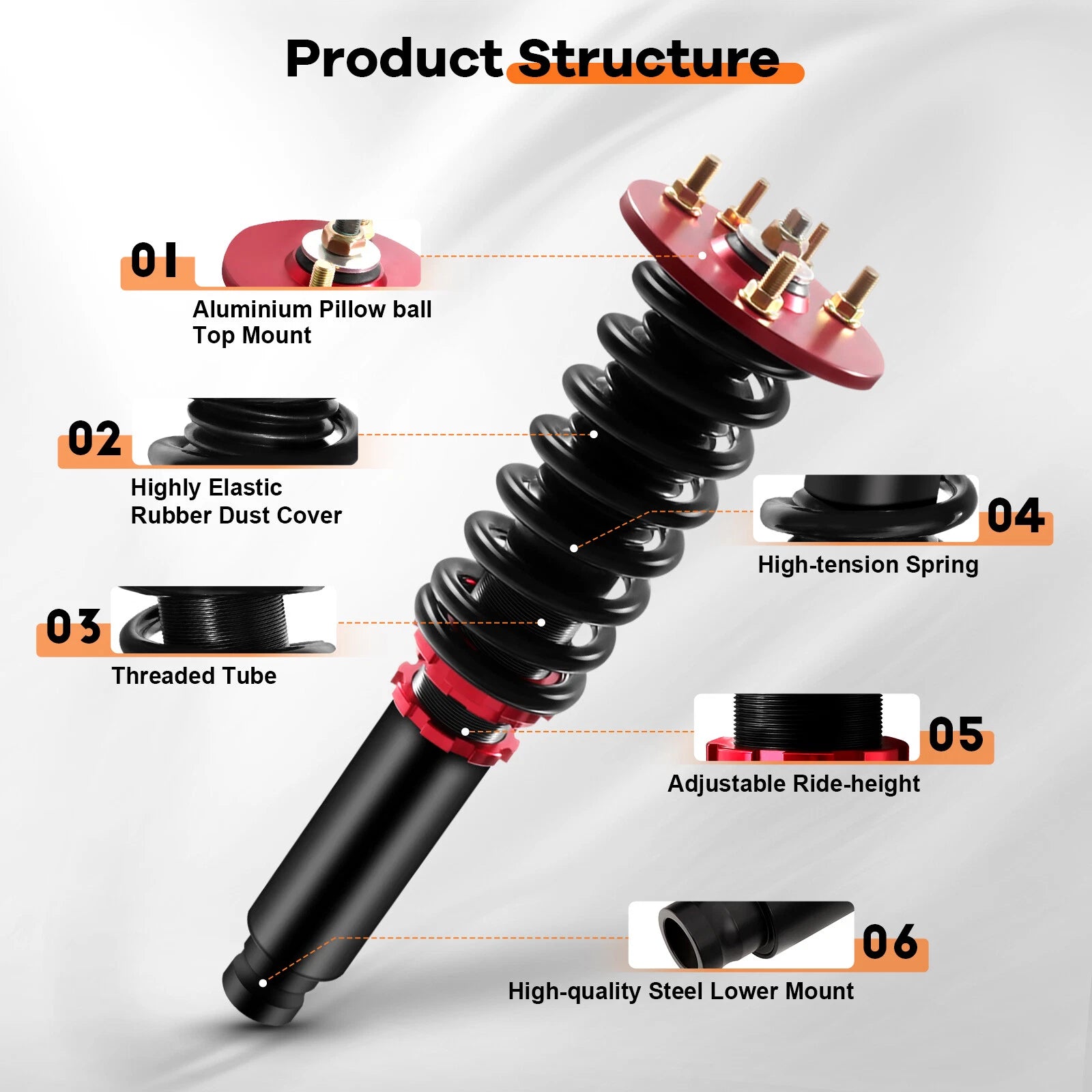 Coilovers for Honda Accord (1998–2002) Adjustable Height Shock Absorber Set