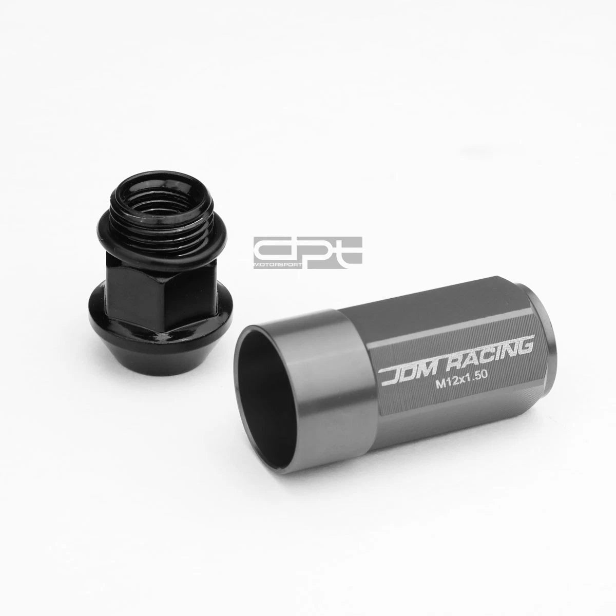 Set of 20 M12X1.5 53mm Tall Gun Metal Aluminum Lug Nuts with Caps