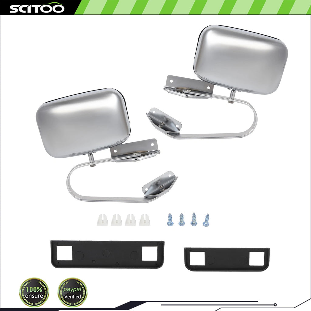 Chrome Steel Manual Mirrors for Ford Bronco 1980–1996 (Pair)
