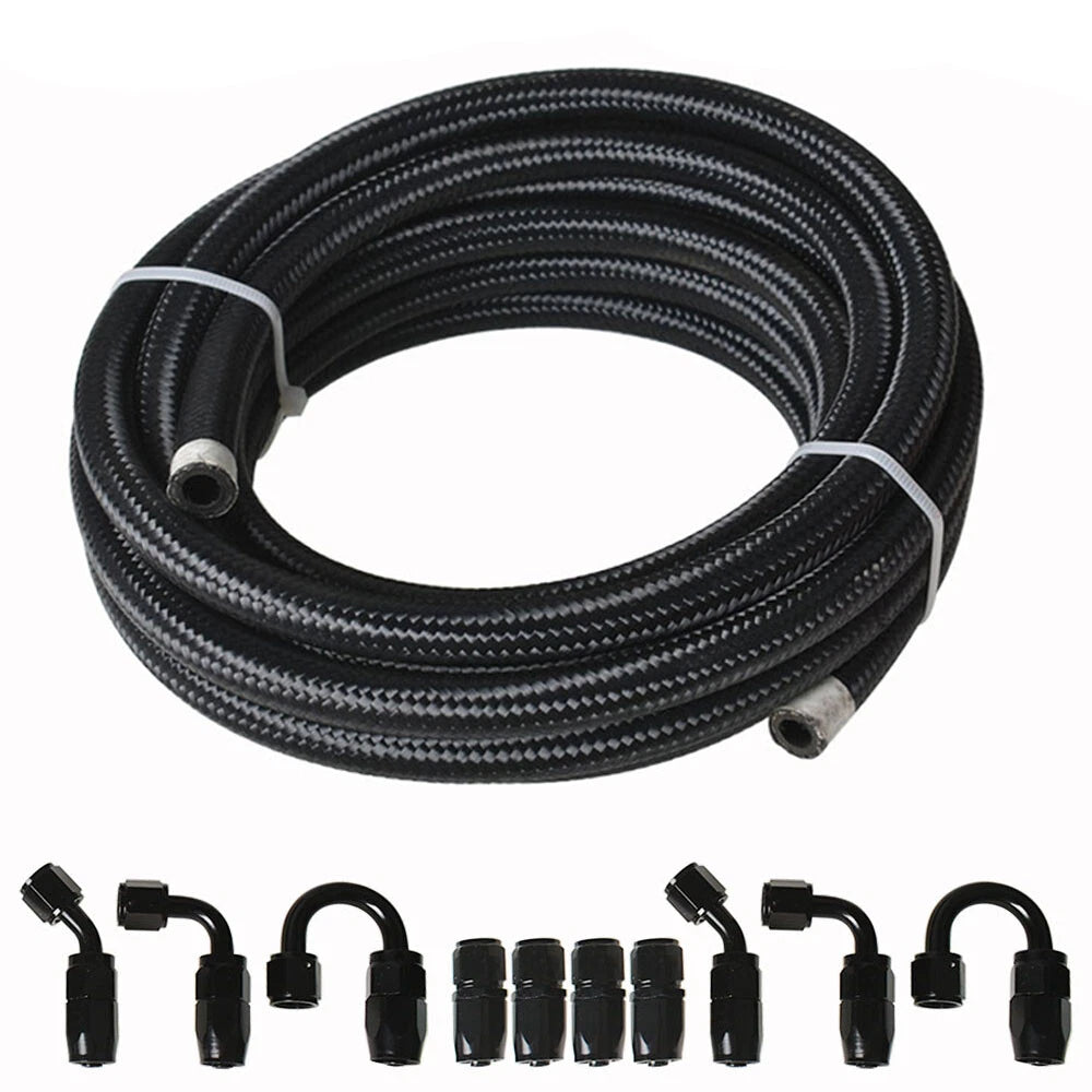 Braided Fuel Hose Line & Swivel Hose End Fitting Kit for Universal