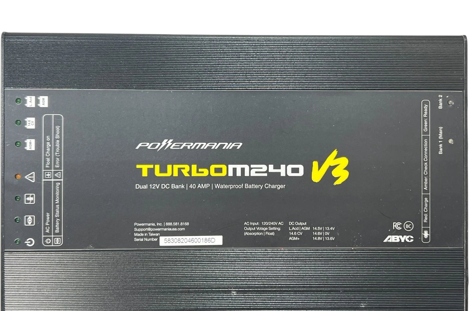Powermania M240V3 Waterproof Dual 12V Bank Battery Charger (OEM)