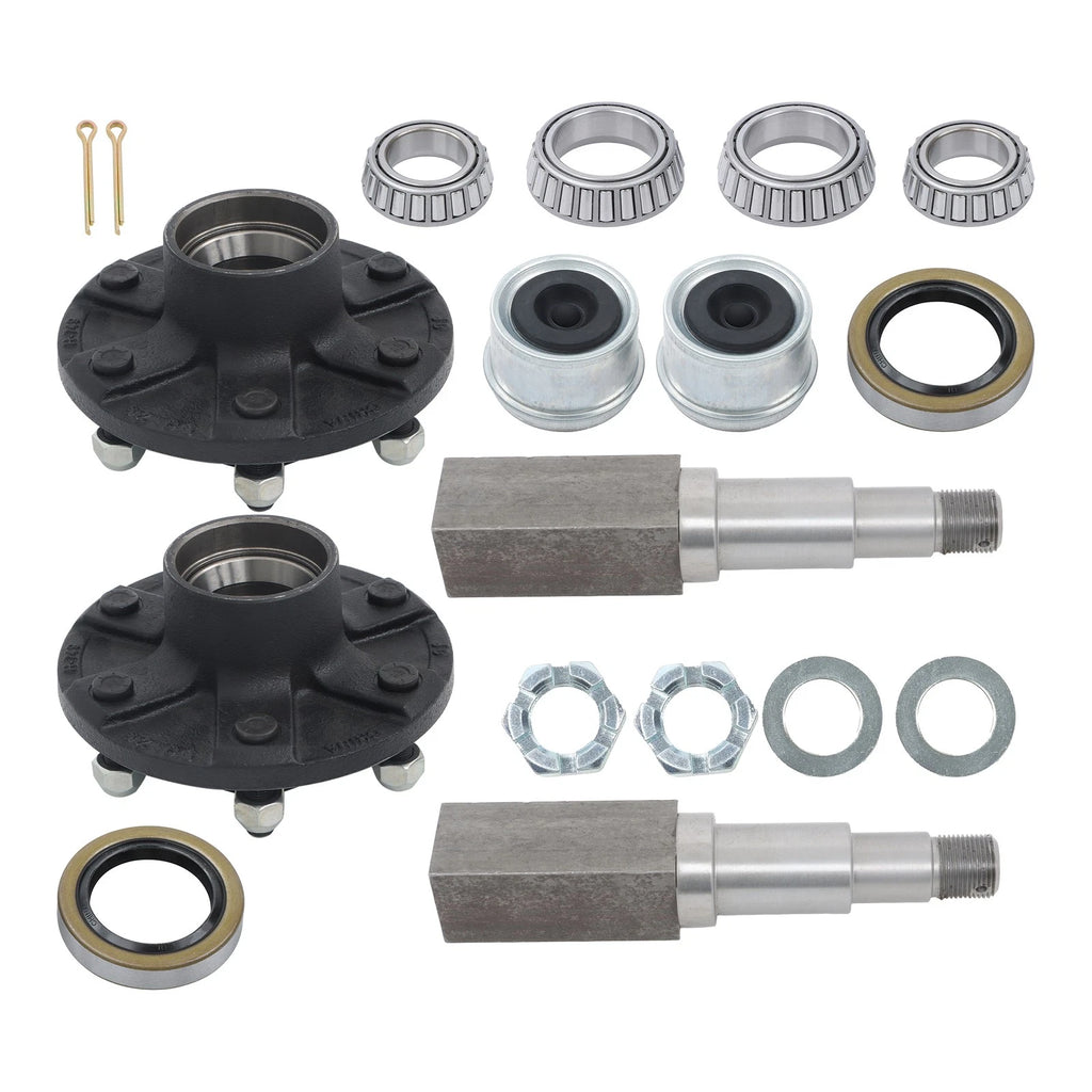 2 Pcs Trailer Axle Kit & Square #84 Spindle for 6 on 5.5" (Year Range)