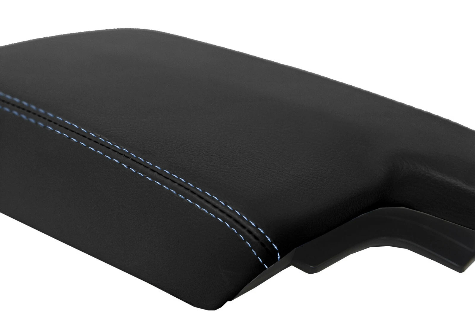 Leather Console Lid Armrest Cover for Subaru Crosstrek (2018–2020) Black Blue Stitch