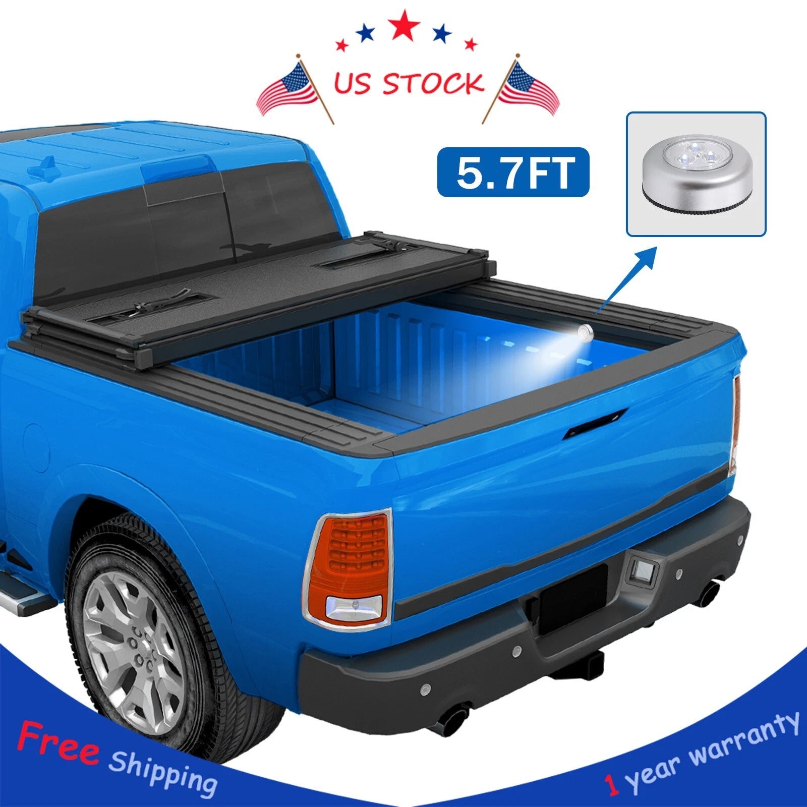 Hard Tri-Fold Tonneau Cover for Ram 1500/2500 (2009–2023) 5.7ft Short Bed