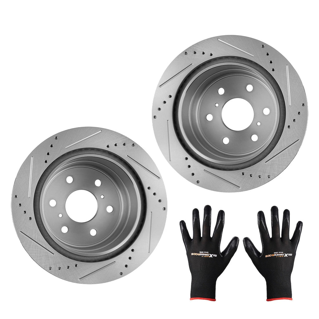 Rear Drilled & Slotted Disc Brake Rotors for Chevrolet Tahoe/Avalanche (2007–2020)