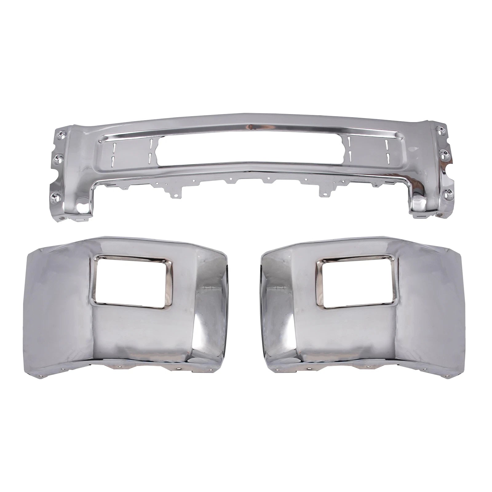 Steel Chrome Front Bumper for Chevy Silverado 2500 (2015–2019) w/ Fog Light Hole