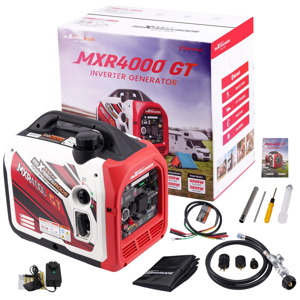 4KW Portable LPG Gas Generator Inverter Bluetooth E-Start 58dB