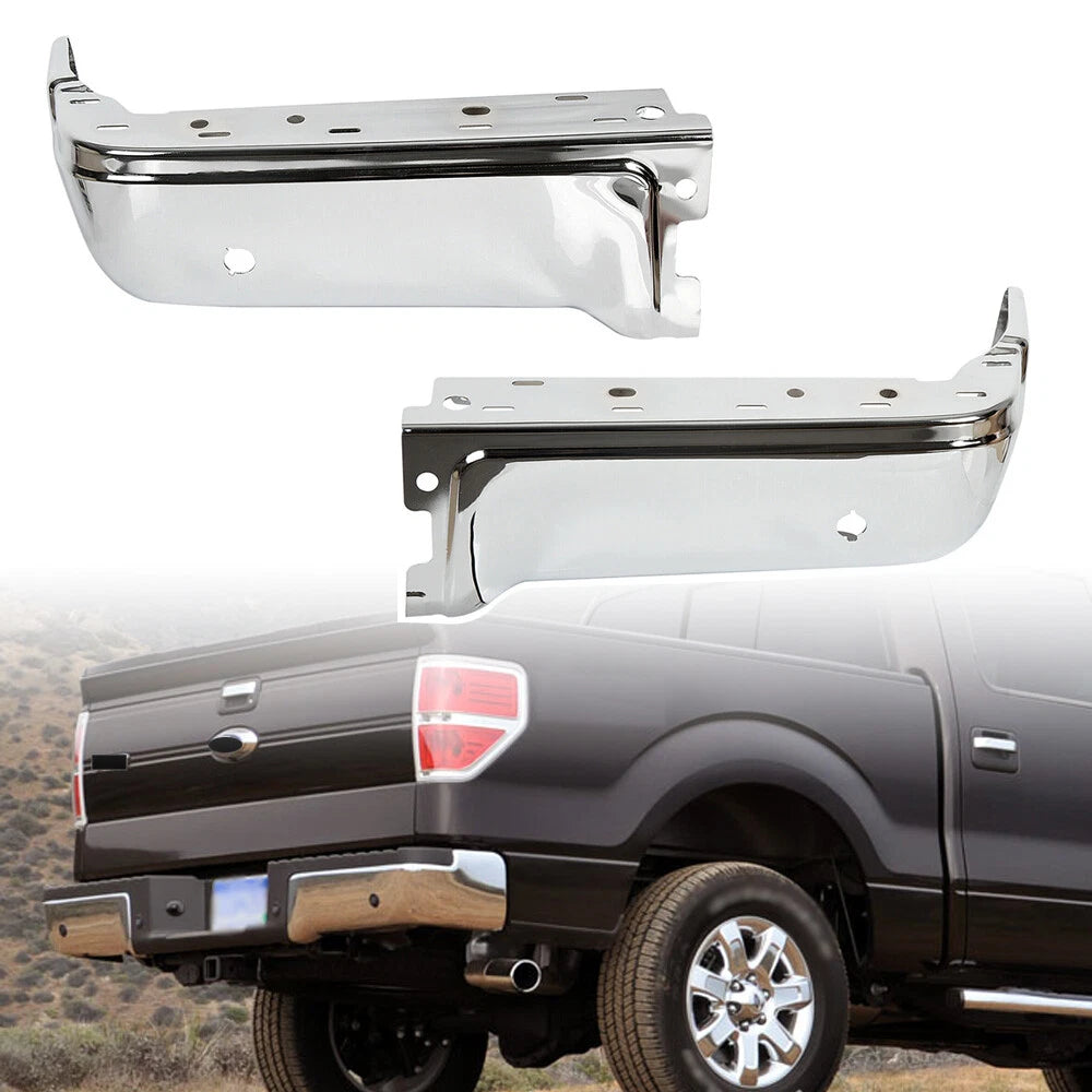 Set of 2 Chrome Rear Bumper End Caps for Ford F150 (2009–2014)