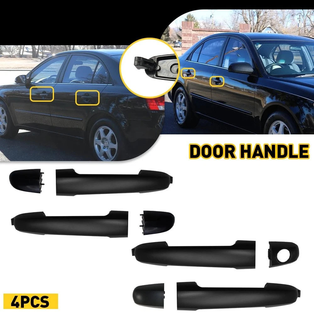 4X Exterior Door Panel Handle Black for Hyundai Sonata (2007–2010)