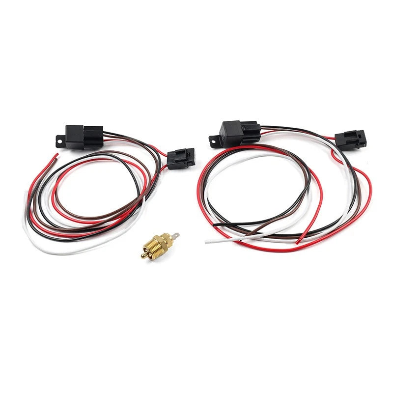 Set of 2 Cooling Fan Relay Switch Kit with Thermostatic Sensor for