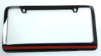 License Plate Frame Thin Red Line Chrome Premium for Made in USA Firefighter