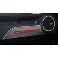 Stainless Door Panel Kick Plates w/Black Vinyl "Camaro" Inlay for 2010-15 Camaro