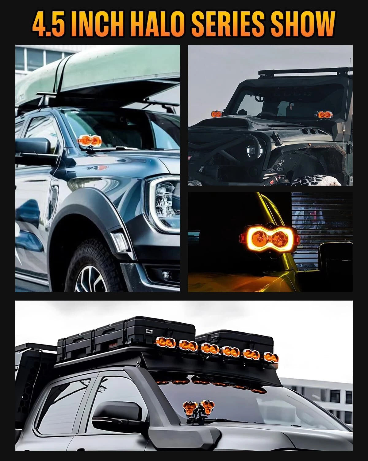 2X 4.5" LED Work Light Pods for Jeep (Off Road, Spot Flood Beam)