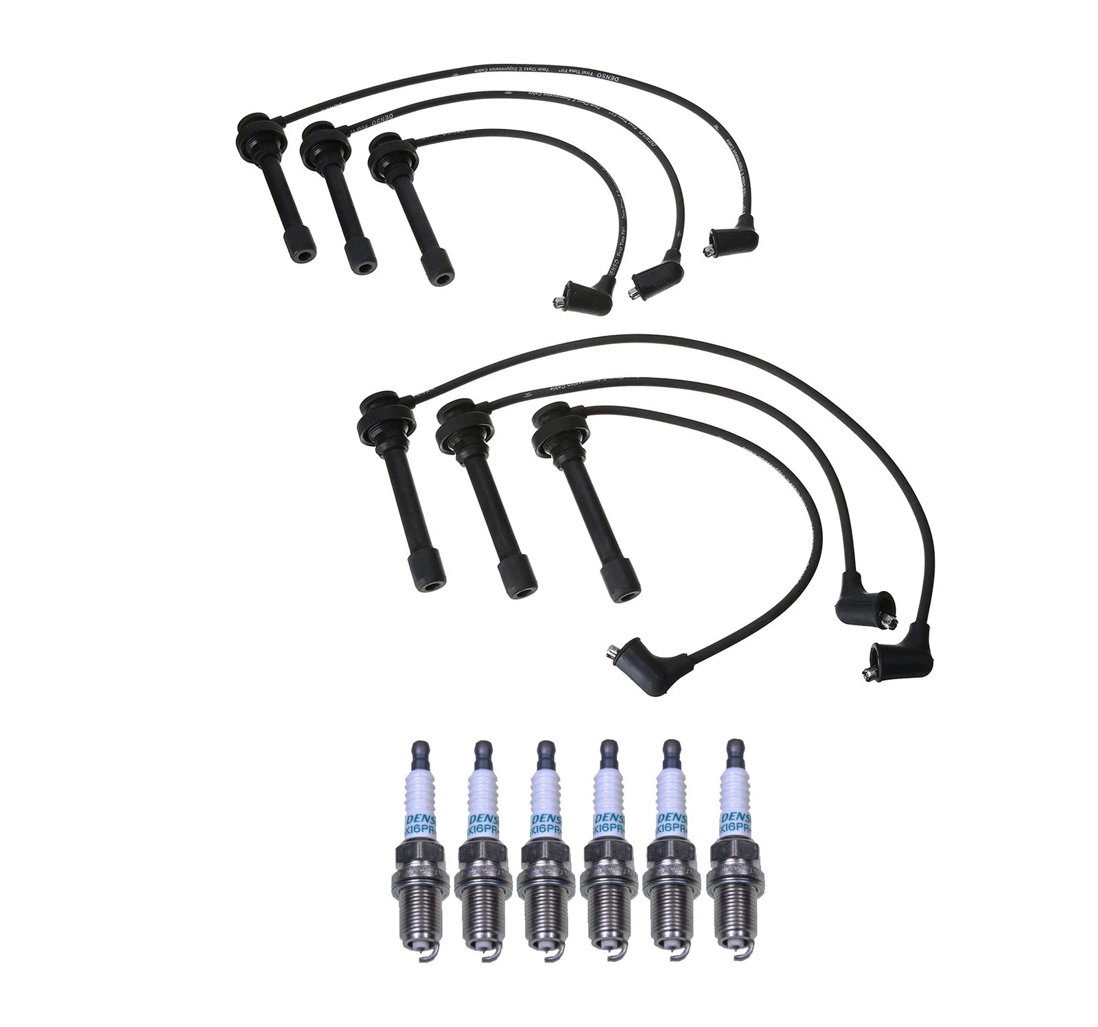 Denso 7mm Wire Set & 6 Iridium Spark Plugs for Dodge Mitsubishi