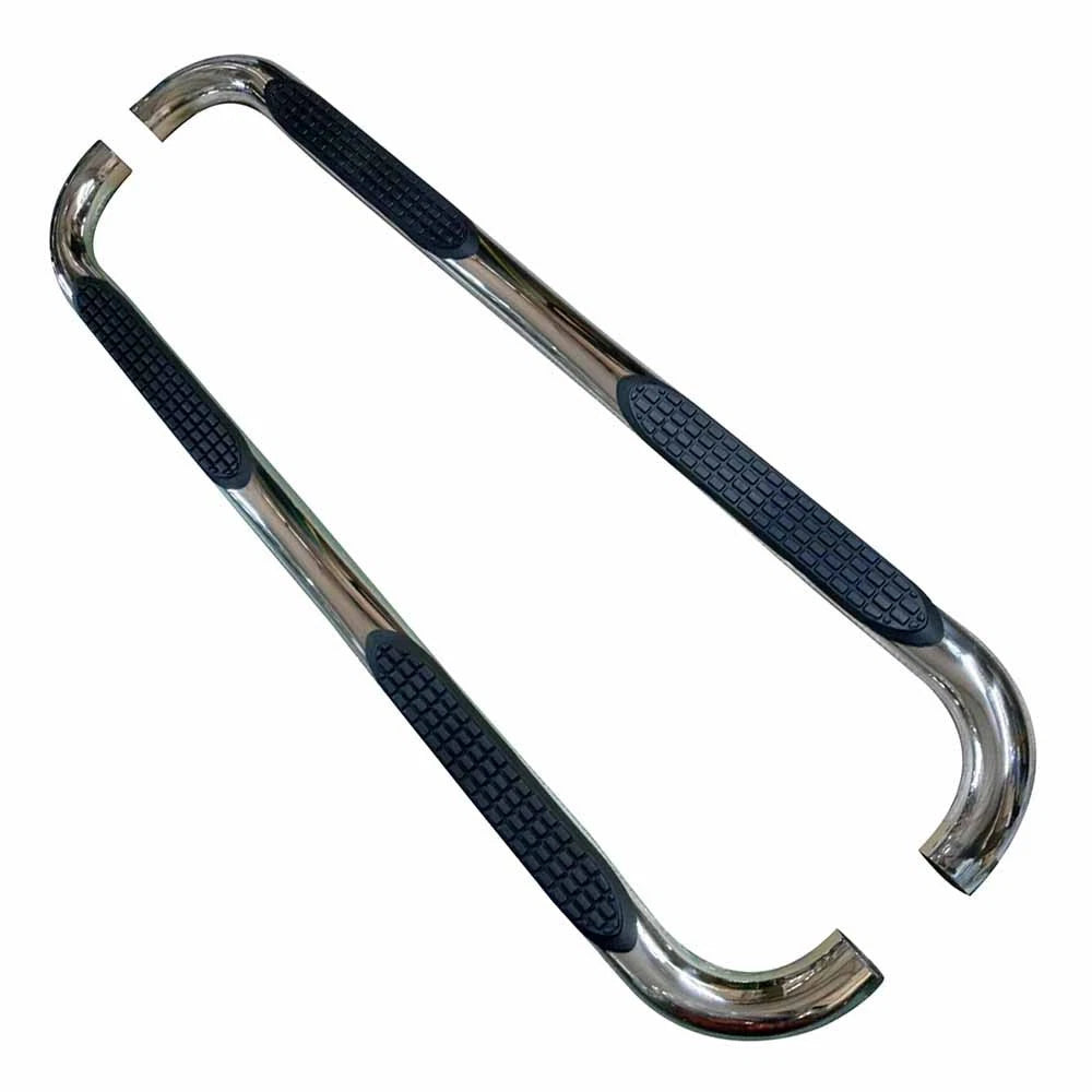 Polished 3in 90 Deg Round Bent w/Pads Step Nerf Bar for 2019 Ram 1500 Crew Cab