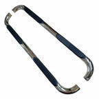 Polished 3in 90 Deg Round Bent w/Pads Step Nerf Bar for 2019 Ram 1500 Crew Cab