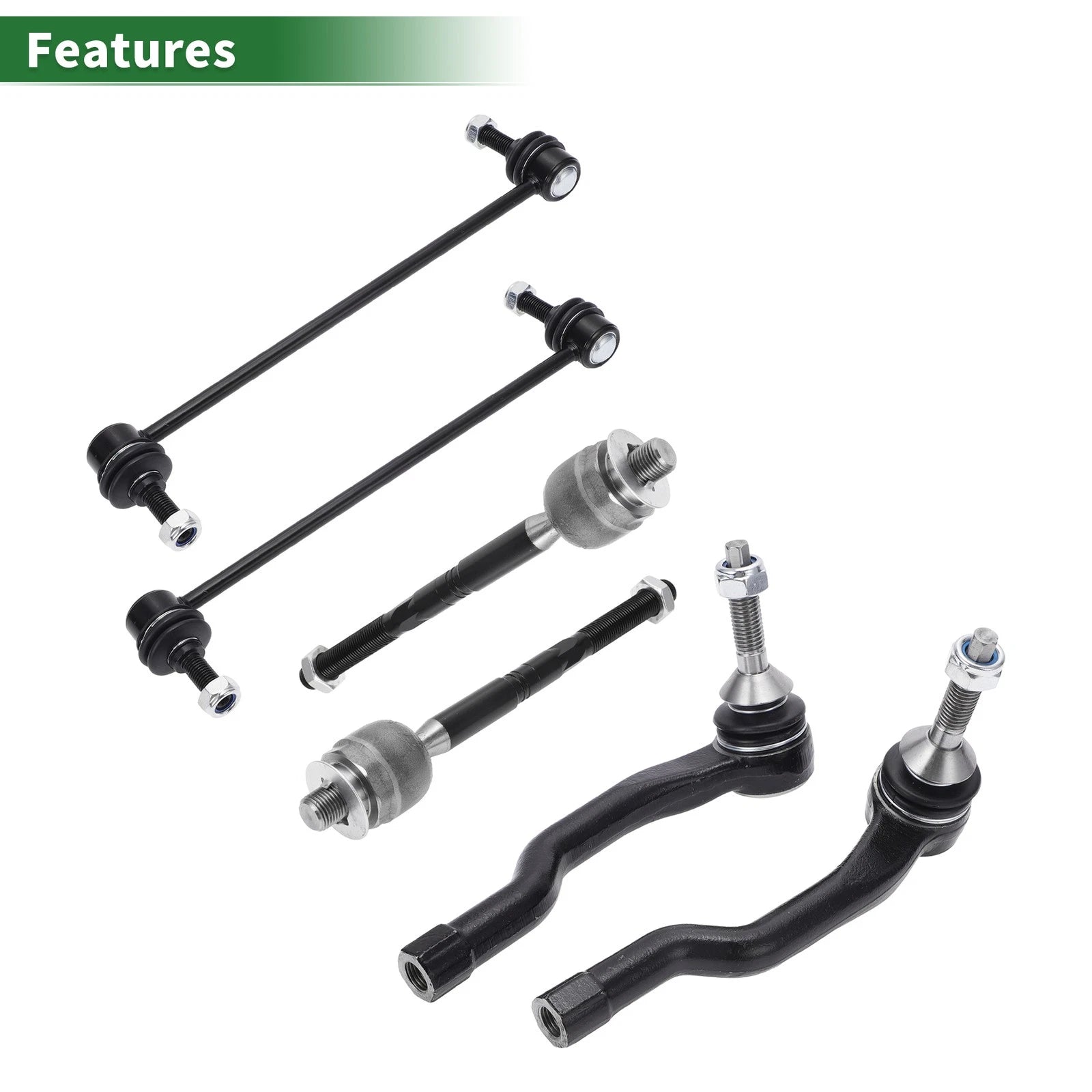 6pcs Front Suspension Kit Tie Rod End Sway Bar Link for Lincoln MKX (2016–2018)